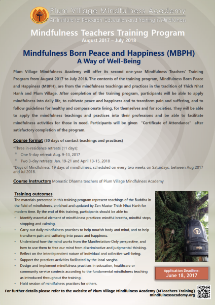 MindfulnessTeachersTrainingProgram 2017 Poster medium